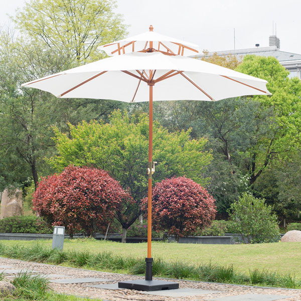 Outsunny Ombrellone Da Giardino Rotondo Con Copertura In Paglia E Manovella 265x250cm Cachi 91409210